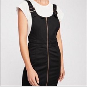 Free People Black Denim Overalls Dress